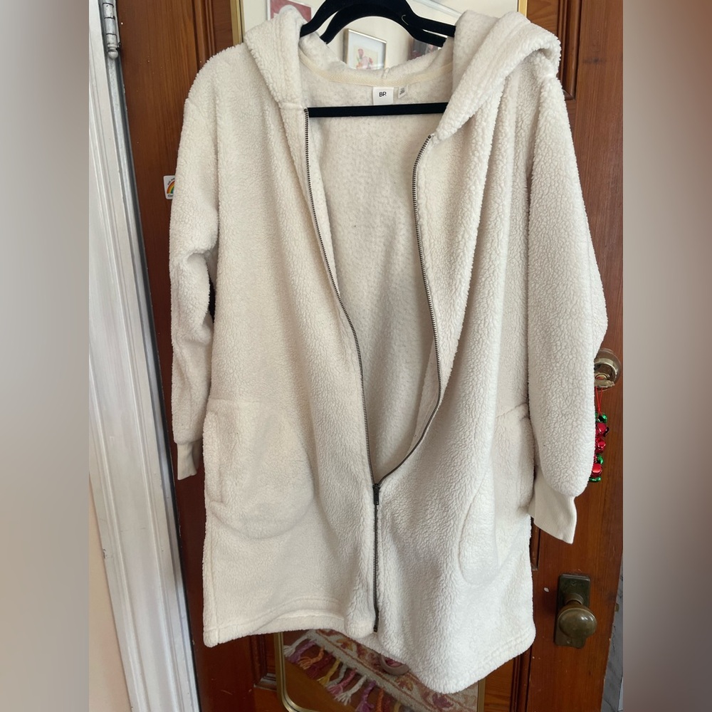 BP White Cozy Sherpa Long Hoodie XL - Picture 3 of 6